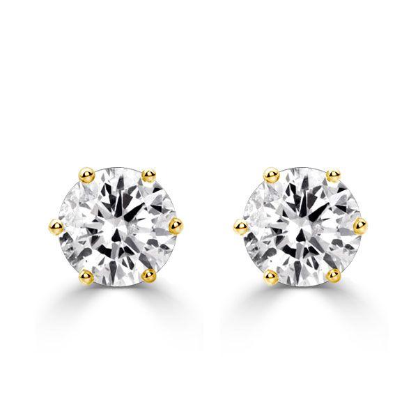 18K Gold Plated Sterling Silver Round Cut Cubic Zirconia Stud Earrings - 8mm