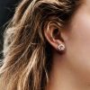 18K Gold Plated Sterling Silver Round Cut Cubic Zirconia Stud Earrings - 8mm