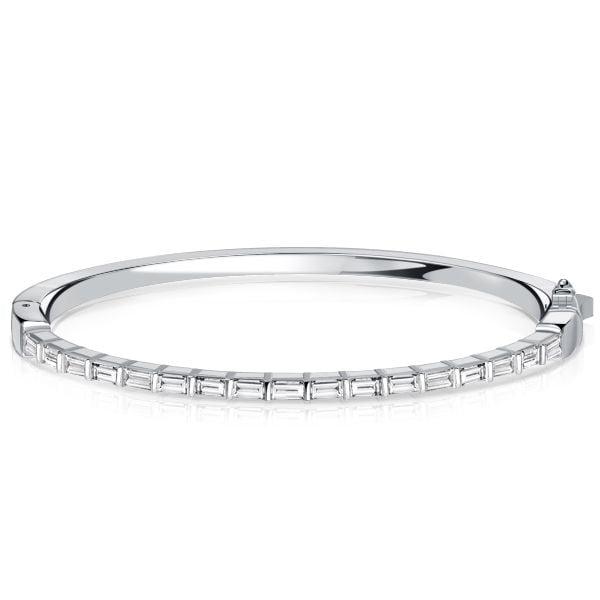 Dainty Baguette Bangle Bracelet for Women in 925 Sterling Silver