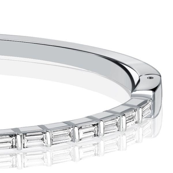 Dainty Baguette Bangle Bracelet for Women in 925 Sterling Silver