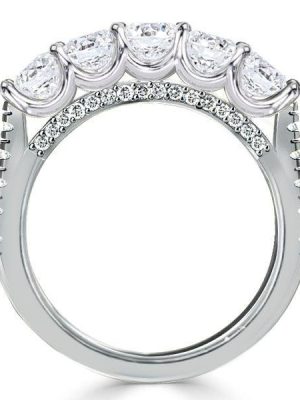 Five Stone U Prong Wedding Band in 925 Sterling Silver with 1.61 CT. TW Simulated Diamonds