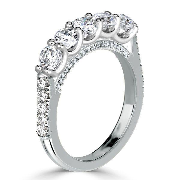 Five Stone U Prong Wedding Band in 925 Sterling Silver with 1.61 CT. TW Simulated Diamonds