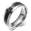 Carbon Fiber Titanium Wedding Band for Men - Black & Silver 8mm Ring