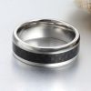 Carbon Fiber Titanium Wedding Band for Men - Black & Silver 8mm Ring