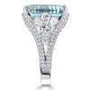 Emerald Cut Aquamarine Engagement Ring - Split Shank Sterling Silver