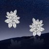 White Sapphire Stud Earrings - Round & Marquise Cut - Sterling Silver