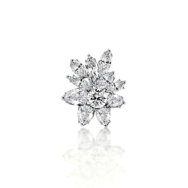 White Sapphire Stud Earrings - Round & Marquise Cut - Sterling Silver