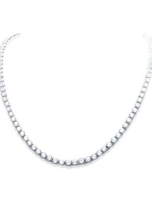 Classic Round Cut Cubic Zirconia Tennis Necklace - 925 Sterling Silver