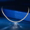 Classic Round Cut Cubic Zirconia Tennis Necklace - 925 Sterling Silver