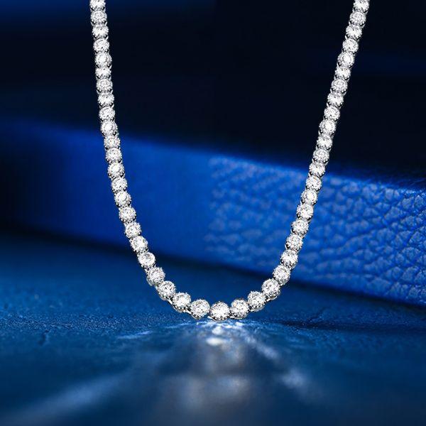 Classic Round Cut Cubic Zirconia Tennis Necklace - 925 Sterling Silver