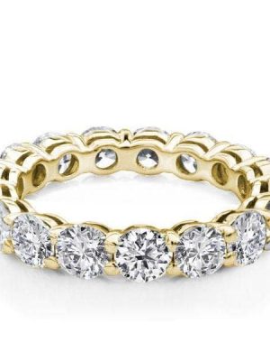 18K Gold Plated Sterling Silver Round Created White Sapphire Eternity Wedding Band (6.50 CT. TW)