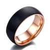 Tungsten Carbide & Titanium Two-Tone Wedding Band - Black & Rose Gold 8mm