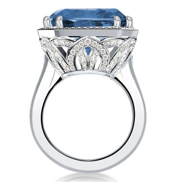 Emerald Cut Sterling Silver Engagement Ring - 15.5 CT Center Stone