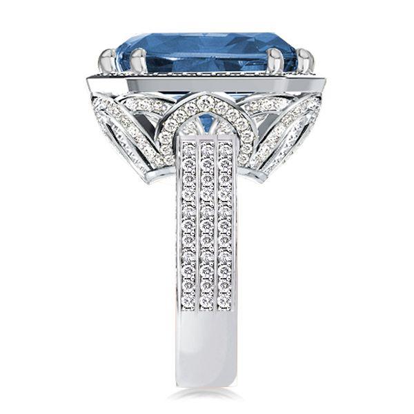 Emerald Cut Sterling Silver Engagement Ring - 15.5 CT Center Stone