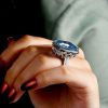 Emerald Cut Sterling Silver Engagement Ring - 15.5 CT Center Stone