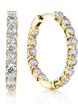18K Gold Plated Sterling Silver Inside-Out Hoop Earrings for Women