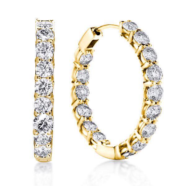 18K Gold Plated Sterling Silver Inside-Out Hoop Earrings for Women