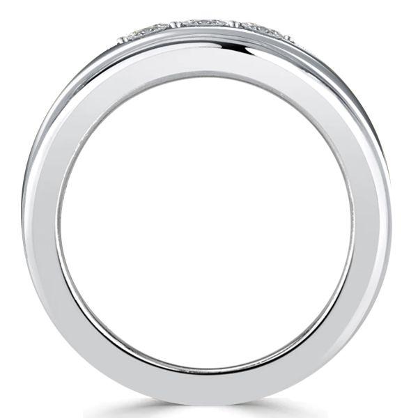 Blue Sapphire and Ruby Triple Row Wedding Band in Sterling Silver