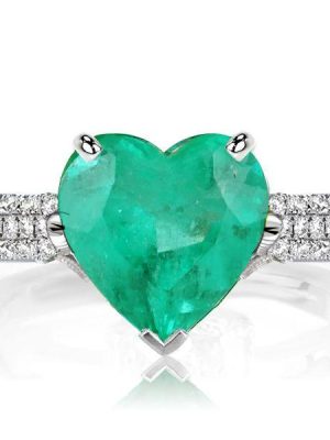 Emerald Cut 5.00 CT Simulated Emerald Engagement Ring - 925 Sterling Silver