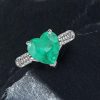 Emerald Cut 5.00 CT Simulated Emerald Engagement Ring - 925 Sterling Silver