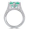 Emerald Cut 5.00 CT Simulated Emerald Engagement Ring - 925 Sterling Silver