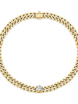 Golden Solitaire Link Bracelet - 18K Gold Plated Sterling Silver