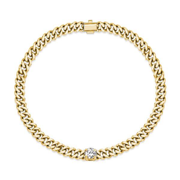 Golden Solitaire Link Bracelet - 18K Gold Plated Sterling Silver
