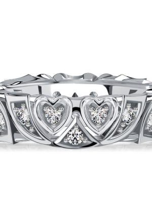Sterling Silver Eternity Band - 0.36 CTW Anniversary Ring for Women