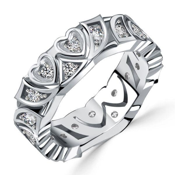 Sterling Silver Eternity Band - 0.36 CTW Anniversary Ring for Women