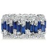 Baguette Cut White & Blue Sapphire Wedding Band in Sterling Silver (12.50 CT. TW.)