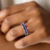 Asscher Cut Sapphire & Ruby Eternity Band in Sterling Silver - Vintage Style