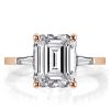 Three Stone Emerald Cut 3PC Wedding Set in 18K Rose Gold Plated Sterling Silver