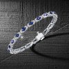 Cluster Oval Blue Sapphire Bracelet in Sterling Silver - 6, 7, 8, 9 Inch