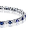 Cluster Oval Blue Sapphire Bracelet in Sterling Silver - 6, 7, 8, 9 Inch