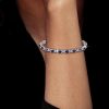 Cluster Oval Blue Sapphire Bracelet in Sterling Silver - 6, 7, 8, 9 Inch