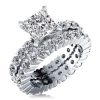 Sterling Silver Princess Cut Wedding Band Set with 3.00 CT. TW. Center Stone