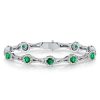 Emerald Green Round Cut Tennis Bracelet in Sterling Silver with Rhodium Plating