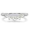Sterling Silver Pearl Half Eternity Wedding Band - 0.85 CTW