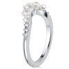 Sterling Silver Pearl Half Eternity Wedding Band - 0.85 CTW