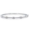 Halo Round Cut White Sapphire Bangle Bracelet in Sterling Silver