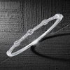 Halo Round Cut White Sapphire Bangle Bracelet in Sterling Silver