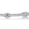 Halo Round Cut White Sapphire Bangle Bracelet in Sterling Silver