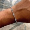 Halo Round Cut White Sapphire Bangle Bracelet in Sterling Silver