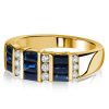 Emerald Cut Blue Sapphire Wedding Band - 18K Gold Plated Sterling Silver