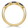 Emerald Cut Blue Sapphire Wedding Band - 18K Gold Plated Sterling Silver