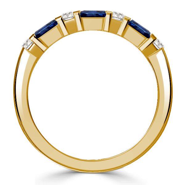 Emerald Cut Blue Sapphire Wedding Band - 18K Gold Plated Sterling Silver