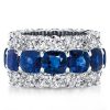 Cushion Cut Created Sapphire Triple Row Eternity Wedding Band in Sterling Silver