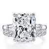 Three Stone White Sapphire Wedding Set - Sterling Silver & Titanium
