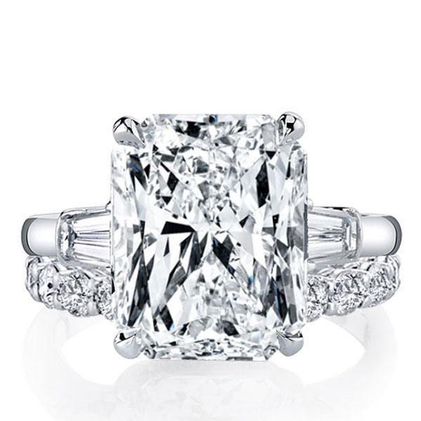 Three Stone White Sapphire Wedding Set - Sterling Silver & Titanium