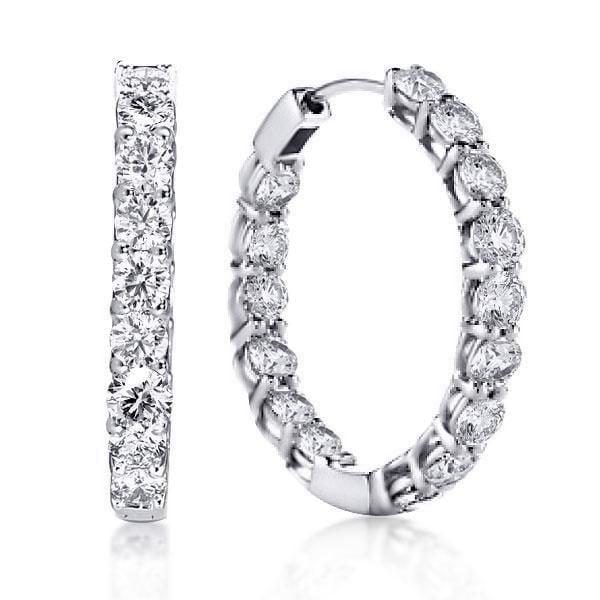 Classic Round Cut Hoop Earrings in Rhodium Plated 925 Sterling Silver